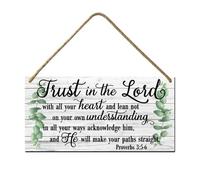Horienteeon Trust In The Lord With All Your Heart Sign 15x30cm Wooden Christian Wall Art Scripture Wall Decor Bible Verse Sign for Home Farmhouse Church Decor