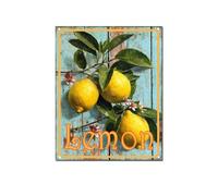 Horienteeon Vintage Lemon Aluminum Sign Summer Fruit Lemon Vegetables Fruits Herb Garden Caution Safety Metal Decoration Plaque For Outdoor Use 5x8"