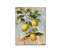Horienteeon Vintage Lemon Aluminum Sign Summer Fruit Lemon Vegetables Fruits Herb Garden Plaque For Outdoor Yard Garden Decoration Use Easy Install 12x16"