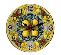 Horienteeon Vintage Lemon Wall Clock Lemon Fruit Summer Wooden Decorative Silent Non-Ticking Desk Clock Decorative For Living Room Home Office School Kitchen Wall Decoration Round 10 Inch