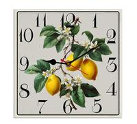 Horienteeon Vintage Lemon Wall Clock Summer Lemon Fruit Wooden Decorative Battery Operated Quartz Silent Hanging Clock For Bedroom Kitchen Bathroom Living Room Coffee Bar Square 10"