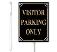 Horienteeon Visitor Parking Only Yard Sign with Stakes 17.5×22cm, Sturdy Aluminum Yard Signs, Visitors Sign, No Soliciting Sign for House, Residents Parking Sign, Notice All Visitors Sign