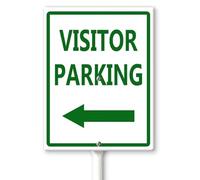 Horienteeon "Visitor Parking" Sign with Left Arrow Yard Sign with Stakes 20×30cm, Sturdy Aluminum Yard Signs Rust Free, Parking Sign Outdoor for Lawn Yard Garden Decor, Easy to Install
