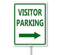 Horienteeon "Visitor Parking" Sign with Right Arrow Yard Sign with Stakes 11.5×15cm, Sturdy Aluminum Yard Signs Rust Free, Directional Arrow Parking Signs for Outdoor Use, Easy to Install