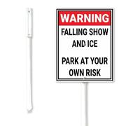 Horienteeon Warning Falling Snow And Ice Park At Your Own Risk Yard Sign with Stake Kit 20x30cm Sturdy Tall Aluminum Yard Signs Weatherproof Outdoor Metal Signs for Lawn Garden