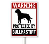 Horienteeon Warning Protected By Bullmastiff Yard Sign with Stakes 17.5×22cm, Sturdy Aluminum Yard Signs Rust Free, Beware of Dog Sign, No Trespassing Yard Sign, Funny Warning Sign