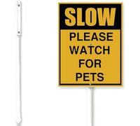 Horienteeon Watch For Pets Sign With Stake Slow Down Yard Sign 7x8.8inch Street Business Farm Security Caution Lawn Walkway Decorations,Outdoor Aluminium Décor