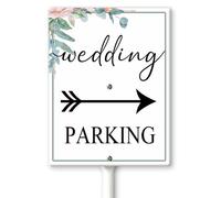 Horienteeon Wedding Parking Right Arrow Yard Sign with Stakes 20×30cm, Sturdy Aluminum Yard Signs, Wedding Road Signs, Wedding This Way Sign,Parking Signs for Wedding