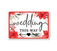 Horienteeon Wedding This Way Left Arrow Sign 30x40cm Reflective Aluminum Sign Fade Resistant/Waterproof Indoor or Outdoor Use Easy to Mount