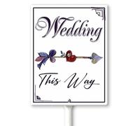 Horienteeon Wedding This Way Right Arrow Purple Yard Sign with Stakes 20×30cm, Sturdy Aluminum Yard Signs Rust Free, Wedding Road Signs Wedding This Way Sign | Parking Signs for Wedding