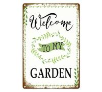 Horienteeon Welcome to My Garden Sign with Stakes 30×40cm, Sturdy Aluminum Metal Signs Rust Free, Gardening Retro Vintage Garden Signs Decorative Outdoor Flower Home Sign