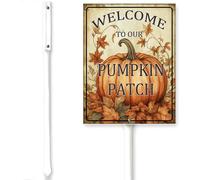 Horienteeon Welcome To Our Pumpkin Patch Sign With Stake Fall Pumpkin Farm Herb Yard Garden Rustproof Outdoor Aluminum Plaque Decorations Yard Supplies For Home Garden Lawn 6x4.6"