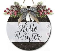 Horienteeon Welcome Winter Sign for Front Door Decor Hello Winter Farmhouse Snow Sign Wood Winter Snowflake Sign Decor Wreath Hanging Plaque for Xmas Porch Outdoor Home Decor 30cm