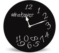Horienteeon Whatever Black Wooden Clock 25cm Silent Non-Ticking Battery Operated Wall Clock, Rustic Farmhouse Funny Wall Clock for Office Room, Living Room, Bedroom or Kitchen