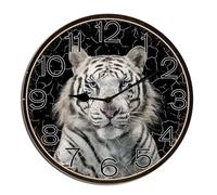 Horienteeon White Tiger Wall Clock Animal Living Room Wall Clock Wall Clock Art Hanging Clocks Silent Non-Ticking Wall Clock Battery Operated Home Decorative Wall Clocks Round 10"