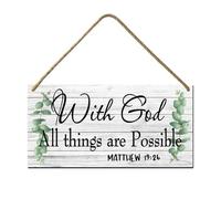 Horienteeon with God All Things Are Possible Sign 15x30cm Wooden Christian Wall Art Scripture Wall Decor Bible Verse Sign for Home Farmhouse Church Decor