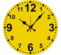 Horienteeon Yellow Wall Clock Pure Color Wall Clock Battery Operated Non Ticking Silent Quartz Analog 30cm Wooden Farmhouse Round Clocks for Home Kitchen Living Room Bathroom