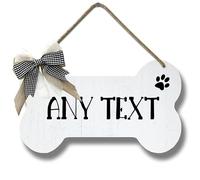 Horienteeon Ymaotrade Personalized Dog Bone Sign,Custom Dog House Wood Sign Decor, Pet Paw Custom Name Pet Sign Plaque Wall Decorative Sign 8.3x4.8"