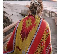 HORIMOTE HOME Aztec Soft Sherpa Throw Blanket Southwestern Navajo Tribal Style Warm Throw for Camping, Outdoor, Lightweight Cozy Boho Blanket for Couch, Bed, 127x152cm, Orange