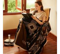 HORIMOTE HOME Aztec Throw Blanket With Soft Sherpa Fleece, Navajo Native Style Warm Boho Throw for Outdoor Camping,Home Work,Sofa, Bed, 127 x 152cm, Dark Brown