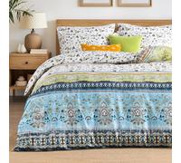 HORIMOTE HOME Boho Floral Single Duvet Cover Sets - Reversible Soft Bedding Quilt Cover Sets, Single Bedding Set with Pillowcases,Green,137 x 200 cm