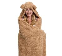 HORIMOTE HOME Gifts for Women Wearable Blanket Oversized Long Hoodie,Super Soft Warm Fluffy Sherpa Fleece Hooded Blankets Brown Bear Snuggle throws,50 * 70 inch
