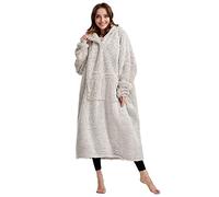 HORIMOTE HOME Oversized Teddy Fleece Hoodie Blanket for Women Cuddly Sherpa Wearable Snuggle Blanket Hoody for Adults Kids Men Teenager, Super Warm and Soft,Brown-Over Length