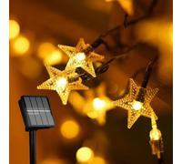 Horing Star Solar String Lights 50 Led Christmas Solar Fairy Lights, Garden Fairy Lights Solar Powered Waterproof for Fence, Lawn, Patio Yard Grass Wedding Christmas Party Decor-Yellow