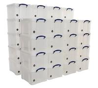 Horison Industries 35L Plastic Storage Box with Lid, Stackable Storage Boxes,Really Useful Box,Heavy Duty Storage Box - Clear Plastic Storage Box, Large Stacking Storage Box - 480x390x310mm - 36 pcs