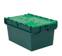 Horison Industries 54L Stackable Storage Boxes with Interlocking Lids Green, 600x400x320mm Easy Grip Heavy Duty Plastic Storage Boxes Stackable, Multipurpose Container Stacker Box, Plastic Box