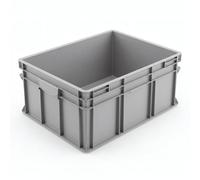 Horison Industries Euro Plastic Container Storage 134 Liters - 800x600x325mm Stackable Crates for Heavy Duty Boxes for Garage, Home & Storage Outdoor Use, Durable and Versatile Grey Tote Box