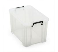 Horison Industries Large Plastic Storage Box with Lid 85L, 660x440x390mm - Clear Storage Boxes with Lids Stackable Boxes Plastic Container with Clip Lock Lid for Loft, Garage, Office and Home Use