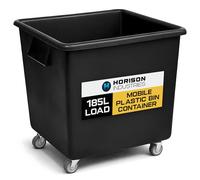 Horison Industries Mobile Bottle Plastic Bin, Black, 185L, 670x620x615mm