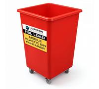 Horison Industries Mobile Bottle Plastic Bin, Red, 118L, 760x465x465mm