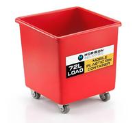Horison Industries Mobile Plastic Bin 510x465x465mm, 72L Red Trolley On Wheels Glass Bottle Recycling Bins, Bottle Skips for Home Bar, Outdoor Bars & Hotels, Heavy Duty Plastic Storage Boxes