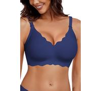 HORISUN Bra for Women, Non Wired Seamless Wireless Push Up Bras Comfortable Support Lift Full Coverage Bralettes Everyday Plus Size Bras Dark Blue L