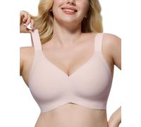 HORISUN Bras for Women No Underwire Wireless Seamless Wirefree Support Lift Full Coverage Push Up T Shirt Bra, Pink Color, Medium More
