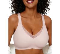 HORISUN Wireless Bra for Women, Oeko-TEX Certified Non-Wired Seamless Mesh Lace Bras 360° Jelly Strip Support Deep V Full Coverage Anti-Slip Adjustable Straps for Sleep Yoga Daily Wear (Pink 3XL)