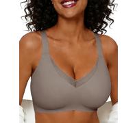 HORISUN Wireless Bra for Women, Oeko-TEX Certified Non-Wired Seamless Mesh Lace Bras 360° Jelly Strip Support Deep V Full Coverage Anti-Slip Adjustable Straps for Sleep Yoga Daily Wear (Grey M)