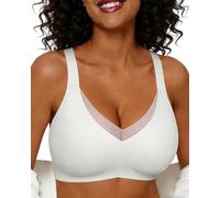 HORISUN Wireless Bra for Women, Oeko-TEX Certified Non-Wired Seamless Mesh Lace Bras 360° Jelly Strip Support Deep V Full Coverage Anti-Slip Adjustable Straps for Sleep Yoga Daily Wear (White M)