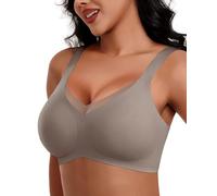 HORISUN Wireless Bras for Women, Non Wired Comfortable Seamless Support Bra Lift Full Coverage Bra Mesh Lace Deep V Plus Size Bralettes (Grey XL)