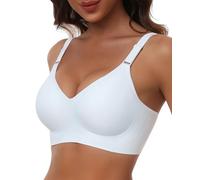HORISUN Wireless Push Up Full Coverage Bra for Women Seamless Bras with Soft Support Comfort T Shirt Bralette (White,3XL)