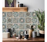 HORIWE Tile Stickers 24pcs Moroccan Style Wall Decal Sticker Adhesive Tile Art DIY Kitchen Bathroom Backsplash Floor Home Decor PVC Waterproof Oil Proof New 6x6 Inches