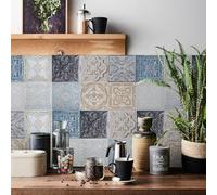 HORIWE Tile Stickers 24pcs Moroccan Style Wall Decal Sticker Adhesive Tile Art DIY Kitchen Bathroom Backsplash Floor Home Decor PVC Waterproof Oil Proof New 6x6 Inches