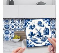 HORIWE Tile Stickers 24pcs Moroccan Style Wall Decal Sticker Adhesive Tile Art DIY Kitchen Bathroom Backsplash Floor Home Decor PVC Waterproof Oil Proof New 8x8 Inches