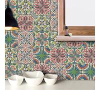 HORIWE Tile Stickers 8x8 Inches 24pcs Moroccan Style Wall Decal Sticker Adhesive Tile Art DIY Kitchen Bathroom Backsplash Floor Home Decor PVC Waterproof Oil Proof New