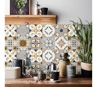 HORIWE Tile Stickers 8x8 Inches 24pcs Moroccan Style Wall Decal Sticker Adhesive Tile Art DIY Kitchen Bathroom Backsplash Floor Home Decor PVC Waterproof Oil Proof New