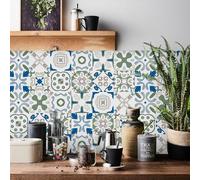 HORIWE Tile Stickers for Kitchen Bathroom Backsplash PVC Waterproof Oil Proof DIY Self Adhesive Stick on Tiles Wall Stickers Home Decor Moroccan 24pcs