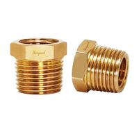 Horiznext npt 1/4 to 3/8 Brass Reducer,Hydraulic, Water Pipe, air Tube and Garden Hose Bushing (Pack of 2)