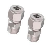 Horiznext Stainless Steel 304 Compression Fitting to connect 1/2 inch OD tube x 1/2 NPT Male thread Coupler, for brass copper stainless steel tubing (2 pcs)